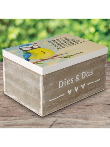 Mr. & Mrs. Panda Aufbewahrungsbox Vogel Blaumeise Design mit Spruch in Weiß