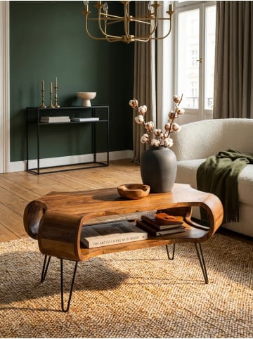 KADIMA DESIGN Couchtisch 100x60x47 cm Massivholz Metall Sofatisch, Design