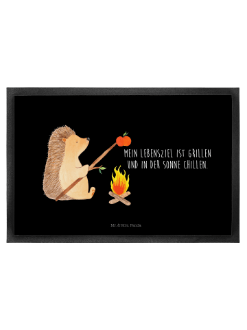 Mr. & Mrs. Panda Gummimatte Igel Grillen mit Spruch in Schwarz