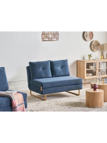 Beliani Schlafsofa JERSLEV in Blau/Braun - (W) 120 x (H) 87 x (L) 84 cm