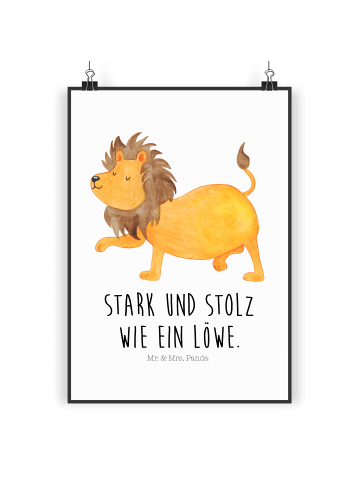 Mr. & Mrs. Panda Poster Sternzeichen Löwe mit Spruch in Weiß
