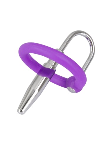 Penisplug Dilator with a silicone glans ring in lila