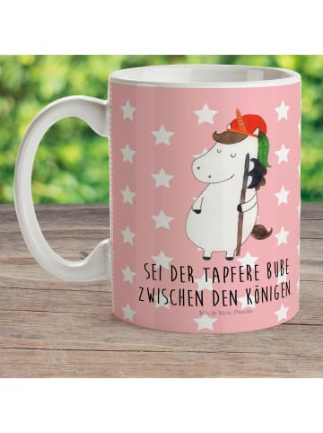 Mr. & Mrs. Panda Campingbecher Einhorn  mit Spruch in Rot Pastell