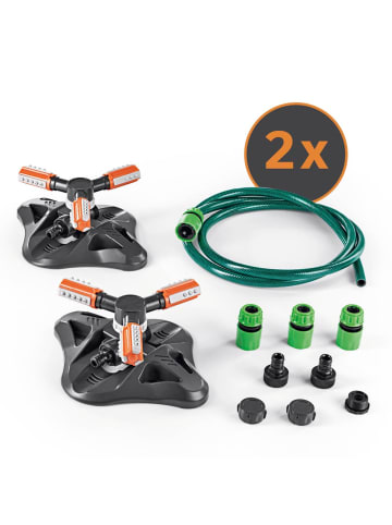 EASYmaxx Gartensprinkler rotierend 2er-Set schwarz/orange Schwarz