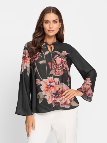 Heine Druckbluse in graphit-rotbraun-bedruckt
