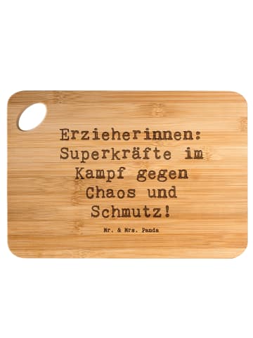 Mr. & Mrs. Panda Frühstücksbrettchen Spruch Superheldin Erzieher... in Braun