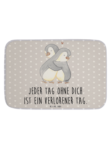Mr. & Mrs. Panda Badematte Pinguine Kuscheln mit Spruch in Grau Pastell