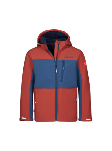 Trollkids Softshell-Jacke "Bergsfjord" in Rostrot/Mystik Blau