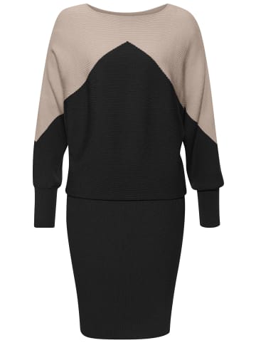 LASCANA Strickkleid in sand-schwarz