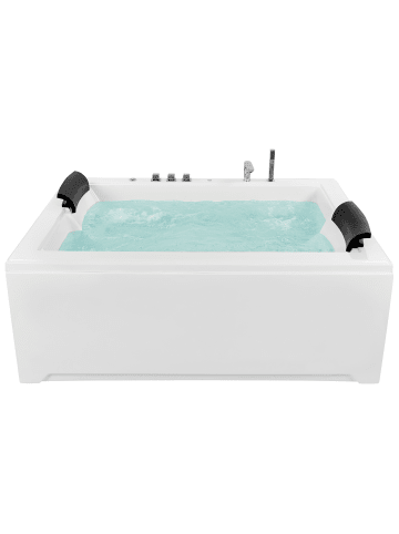 Beliani Whirlpool Badewannen SALAMANCA in Weiß/Schwarz/Silber