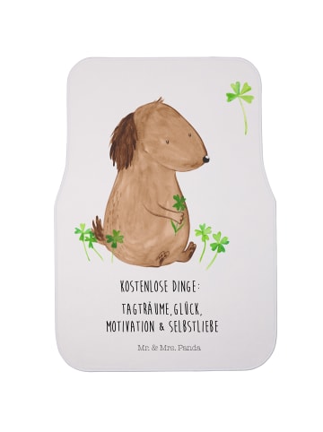 Mr. & Mrs. Panda Automatte Hund Kleeblatt mit Spruch in Weiß