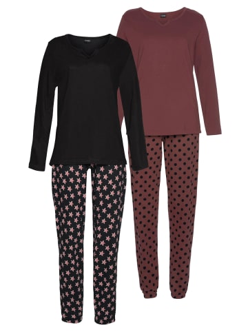 VIVANCE DREAMS Pyjama in bordeaux, schwarz