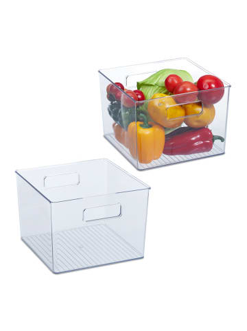 relaxdays 2 x Kühlschrank-Organizer in Transparent - (B)21 x (H)15,5 x (T)21 cm