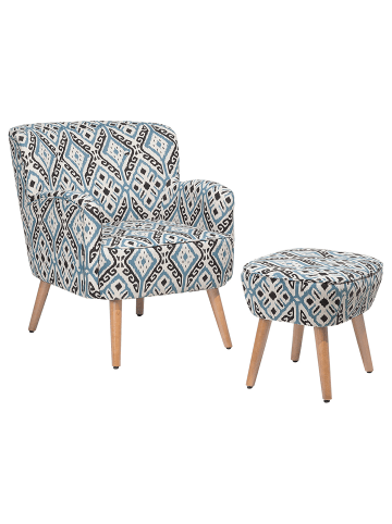 Beliani 2-tlg Sessel TUMBA in Bunt/Schwarz/Blau