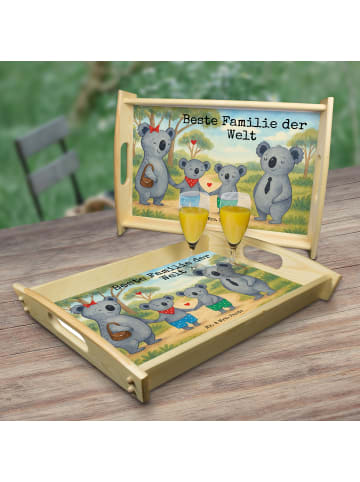 Mr. & Mrs. Panda Holztablett Koala Familie zwei Design mit Spruch in Weiß