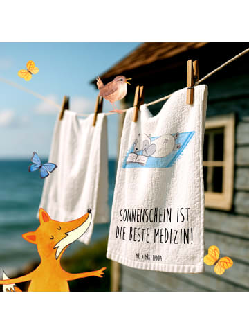Mr. & Mrs. Panda Gästehandtuch Sommer Sonnenschein mit Spruch in Weiß