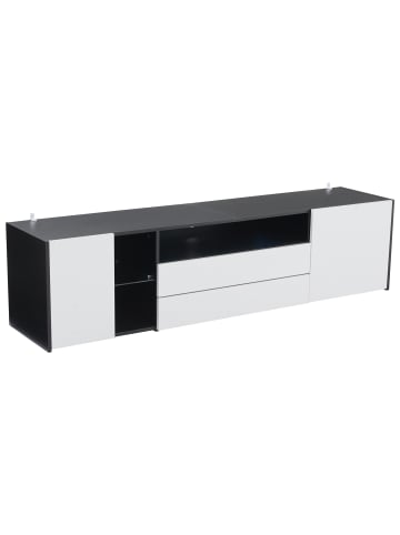 ABRIHOME TV Stand schrank für 75 Zoll mit LED und Schubladen Schränken 180x40x45 cm 
