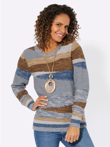 WITT WEIDEN Strickpullover in jeansblau-taupe-gemustert