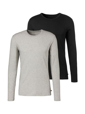 H.I.S Langarmshirts 2er Pack in Schwarz/Grau