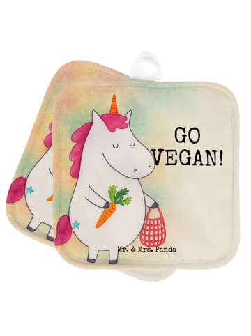 Mr. & Mrs. Panda Topfuntersetzer Einhorn Vegan Design mit Spruch in Weiß