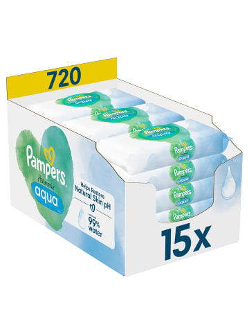 Pampers Feuchttücher, "Harmonie Aqua Baby", 15 Packungen = 720 Feuchttücher