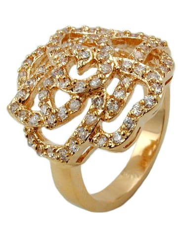 Gallay Ring mit weißen Zirkonias mit 3 Mikron vergoldet Ringgröße 58 in gold