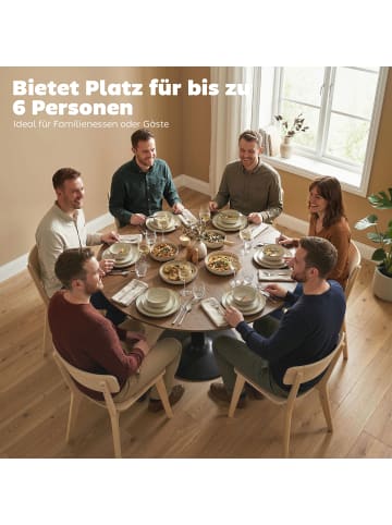 HOMCOM Esstisch-110L x 110B x 78H cm-Braun