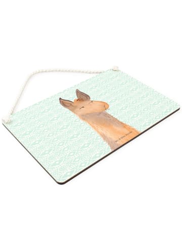 Mr. & Mrs. Panda Schild Lamakopf Genervt ohne Spruch in Aztekenblau