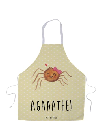 Mr. & Mrs. Panda Schürze Spinne Agathe Freude mit Spruch in Gelb Pastell