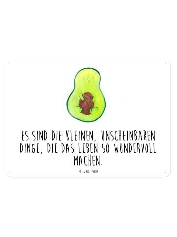 Mr. & Mrs. Panda Blechschild Avocado Kern mit Spruch in Weiß