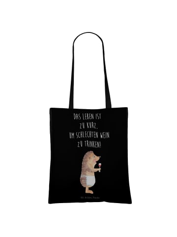 Mr. & Mrs. Panda Stoffbeutel Igel Wein mit Spruch in Schwarz