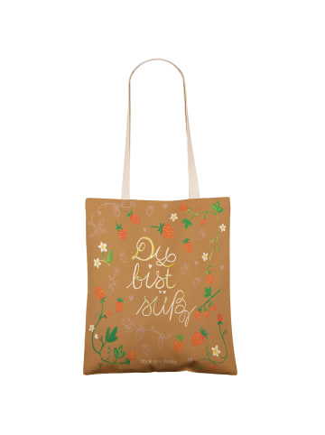 Mr. & Mrs. Panda Tote Bag Erdbeeren Süß mit Spruch in Bunt