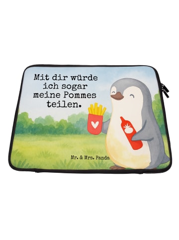 Mr. & Mrs. Panda Laptop Tasche Pinguin Pommes Design mit Spruch in Weiß