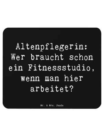 Mr. & Mrs. Panda Mauspad Spruch Altenpflegerin Fitness mit Spruch in Schwarz