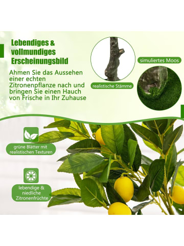 COSTWAY Künstlicher Zitronenbaum 120cm in Grün