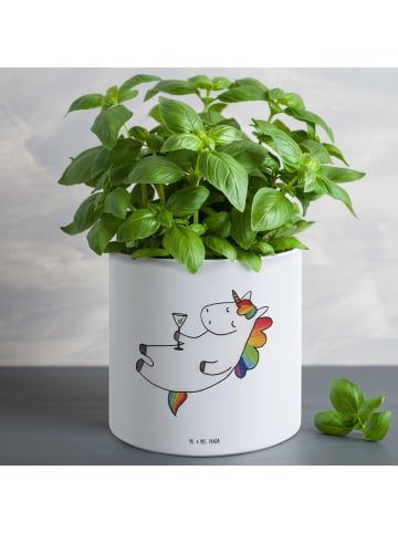 Mr. & Mrs. Panda XL Blumentopf Einhorn Blümchentail ohne Spruch in Weiß