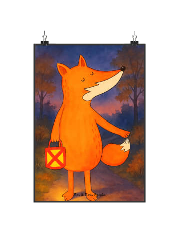 Mr. & Mrs. Panda Kunstdruck Fuchs Laterne Design ohne Spruch in Weiß