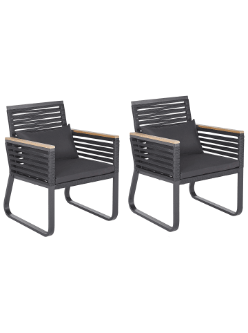 Beliani 2er-Set Gartenstuhl CANETTO in Schwarz/Heller Holzfarbton