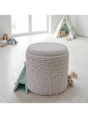 FineBuy Hocker und Sitzsäcke in Beige / Stoff / 40x40x45