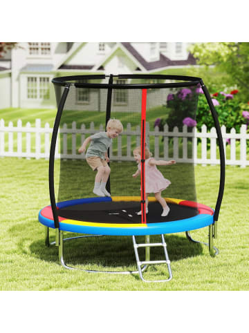 COSTWAY Ø244 cm Trampolin Outdoor mit Leiter in Bunt