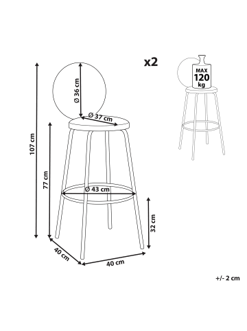 Beliani 2-tlg Barhocker EMERY in Grün/Schwarz