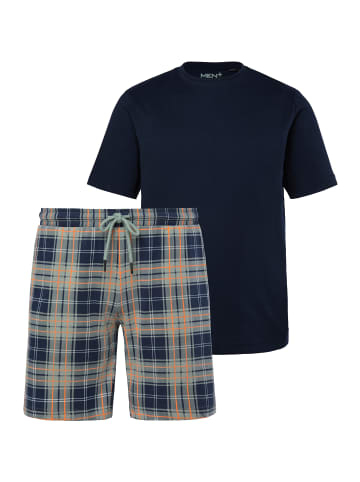 Men Plus Langer Schlafanzug in navy blau