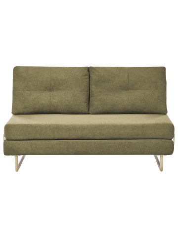 Beliani Schlafsofa JERSLEV in Grün/Braun - (W) 150 x (H) 87 x (L) 84 cm