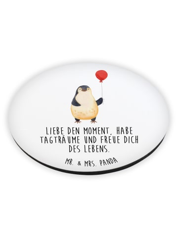 Mr. & Mrs. Panda Rund Magnet Pinguin Luftballon mit Spruch in Weiß