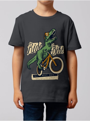 wat? Apparel T-Shirt T-Rex Fahrrad in Grau