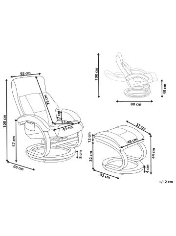 Beliani 2-tlg Massagestuhl FORCE in Weiß/Braun