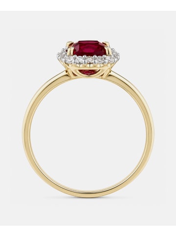 Diamant L'éternel Ring, mit synth. Rubin, 375 Gelbgold