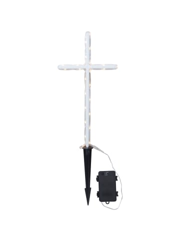 STAR Trading LED Grabkreuz ,Gravecross, Erdspieß, Batterie und Timer, warmweiß, H