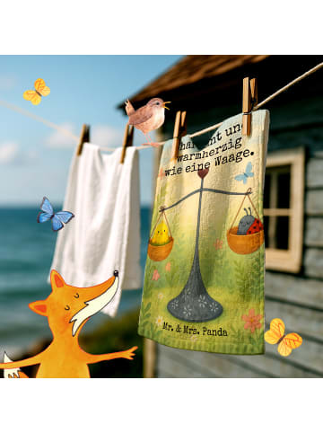 Mr. & Mrs. Panda Gästetuch Sternzeichen Waage Design mit Spruch in Weiß