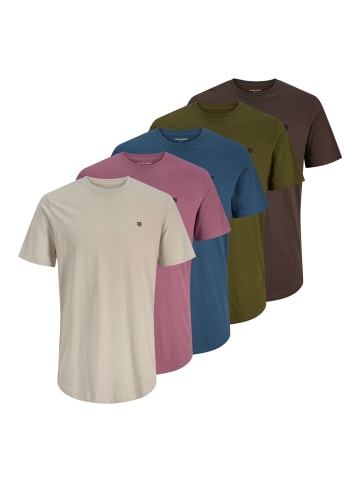 Jack and Jones Tee SS Crew Neck 5PK in Mehrfarbig